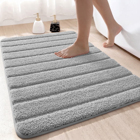 OEAKAY Bathroom Rug, Ultra Soft Absorbent Bath Rug for Bathroom, Premium Microfiber Shag Bath Mat, Non-Slip Bath Rug Machine Washable (24"x36", Gray)