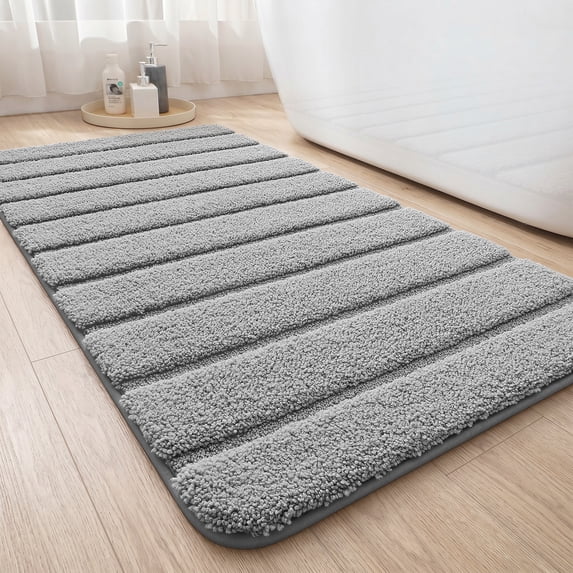 OEAKAY Bathroom Rug, Ultra Soft Absorbent Bath Rug for Bathroom, Premium Microfiber Shag Bath Mat, Non-Slip Bath Rug Machine Washable (24"x43", Gray)