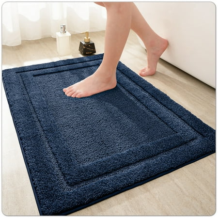 OEAKAY Bathroom Rug and Mat, Non Slip Bathroom Floor Mat, Absorbent Bath Rug, Washable Bathmats for Shower, Navy Bathroom Rug, 24"X36"