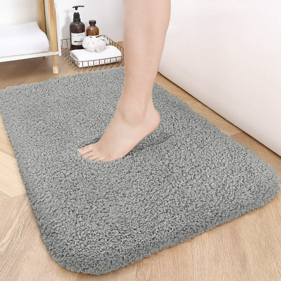 OEAKAY Bathroom Rugs,24"x16",Non Slip Shower Bath Room,Extra Soft and Absorbent,Bath Mats for Bathroom Floor,Machine Wash Dry Carpet Mat for Tub,24"x16"Gray