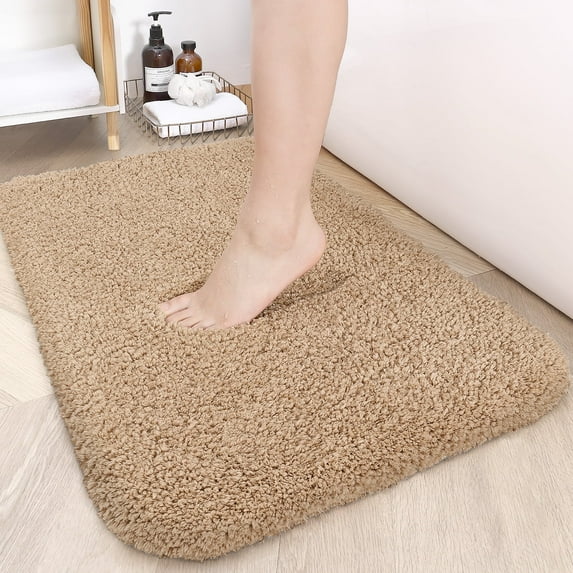 OEAKAY Bathroom Rugs,24"x16",Non Slip Shower Bath Room,Extra Soft and Absorbent,Bath Mats for Bathroom Floor,Machine Wash Dry Carpet Mat for Tub,Beige