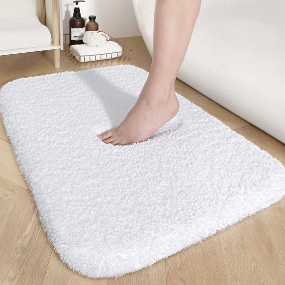 OEAKAY Bathroom Rugs,24"x35",Non Slip Shower Bath Room,Extra Soft and Absorbent,Bath Mats for Bathroom Floor,Machine Wash Dry Carpet Mat for Tub,24"x35"White