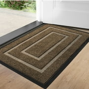 OEAKAY Door Mat Heavy Duty Welcome Mat for Front Door Stain Resistant Doormat Non-Slip Entrance Mat for Entryway, Patio, Garage, 35"x23", Brown