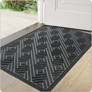 OEAKAY Door Mat Non-Slip Entryway Rug Durable Heavy Duty Outdoor Doormat Washable Door Rug Stain Resistant Entry Mat for Patio, Garage, 35"x23", Gray