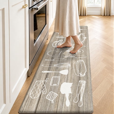 OEAKAY 24"x59" Anti Fatigue Kitchen Mat , Ergonomic Cushioned Waterproof, Extra Thick Non-Slip Backing, Easy Care Persian Design Kitchen Mats for Floor