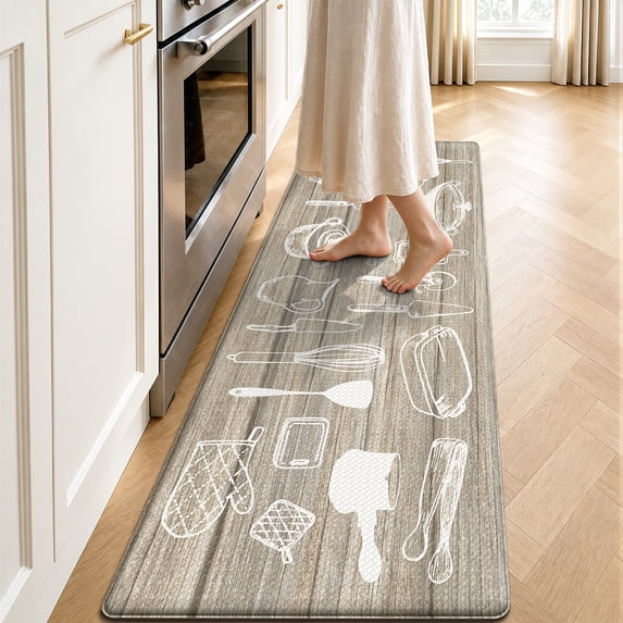 OEAKAY 24"x59" Anti Fatigue Kitchen Mat , Ergonomic Cushioned Waterproof, Extra Thick Non-Slip Backing, Easy Care Persian Design Kitchen Mats for Floor