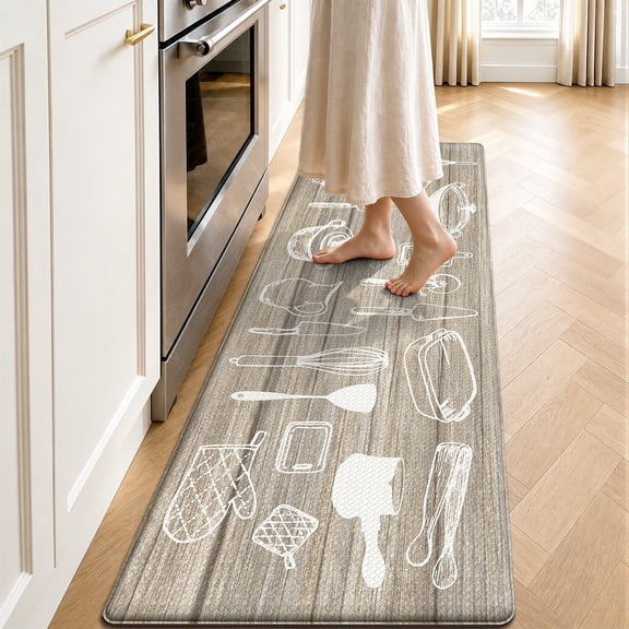 OEAKAY 24"x59" Anti Fatigue Kitchen Mat , Ergonomic Cushioned Waterproof, Extra Thick Non-Slip Backing, Easy Care Persian Design Kitchen Mats for Floor