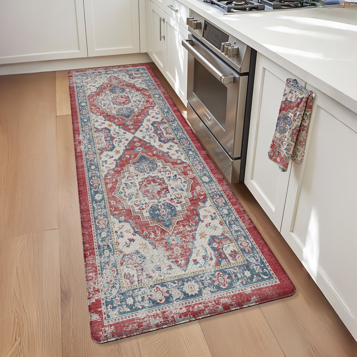 OEAKAY Anti Fatigue Kitchen Mat, Ergonomic Cushioned & Waterproof, Extra Thick Non-Slip Backing, Easy Care Persian Design 24"x59" Kitchen Mats for Floor