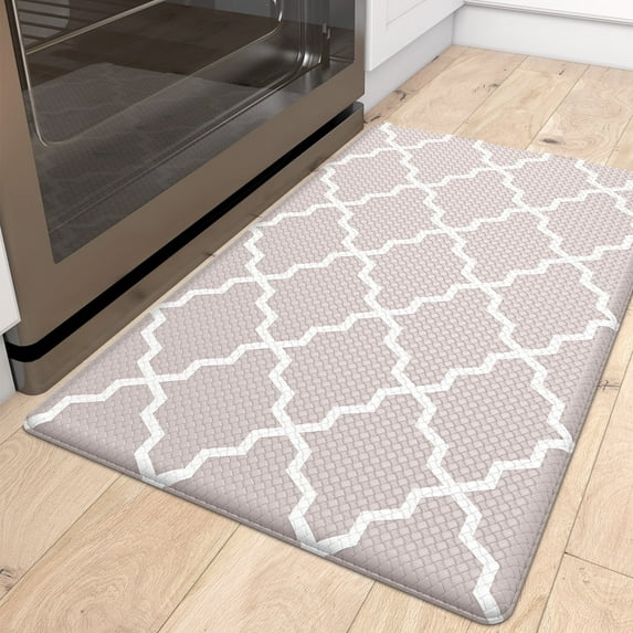 OEAKAY Kitchen Rugs and Mats, 17.7"x29.5" Anti Fatigue Runner Rug Waterproof Memory Rug Cushioned Standing Mat, Beige