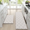 thumbnail image 1 of OEAKAY Kitchen Rugs and Mats 2 Piece Set,17.7"x29.5"+17.7"x59" Anti Fatigue Runner Rug Waterproof Memory Rug Cushioned Standing Mat,Beige, 1 of 11