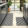 thumbnail image 1 of OEAKAY Kitchen Rugs and Mats 2 Piece Set,17.7"x29.5"+17.7"x59" Anti Fatigue Runner Rug Waterproof Memory Rug Cushioned Standing Mat, Charoal, 1 of 7