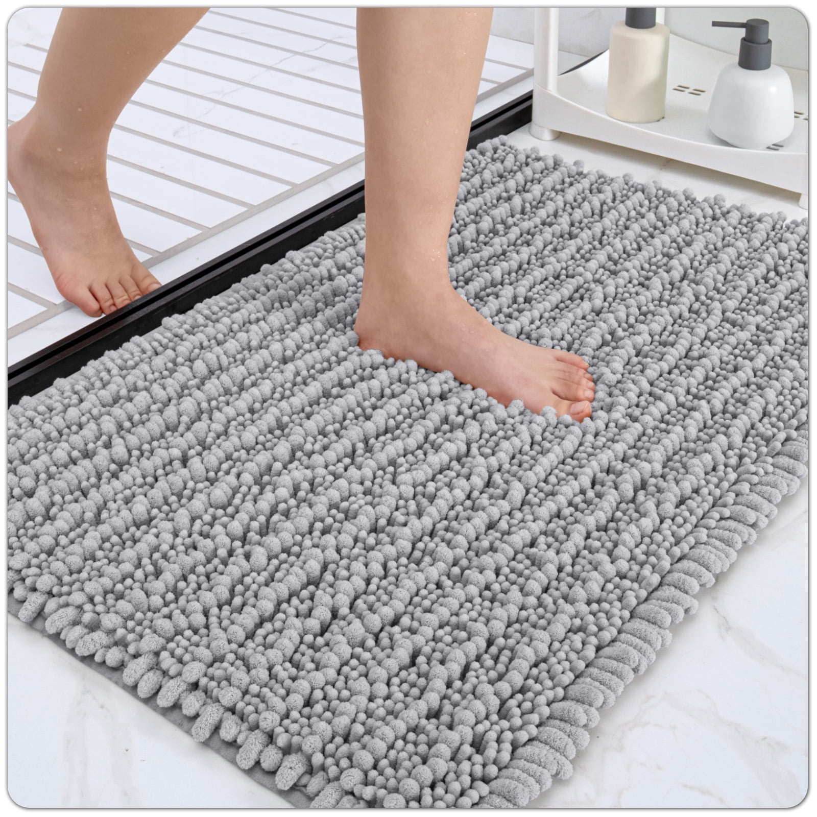 "OEAKAY Luxury Chenille Bath Mat, Quick Dry, Non-Slip, Absorbent ...
