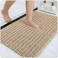 thumbnail image 1 of OEAKAY Soft Chenille Bath Mat Bathroom Rug,Non Slip Absorbent Shower Mats,Washable Shaggy Bathtub Bath Rugs Room Entryway,20"x32",Beige, 1 of 7