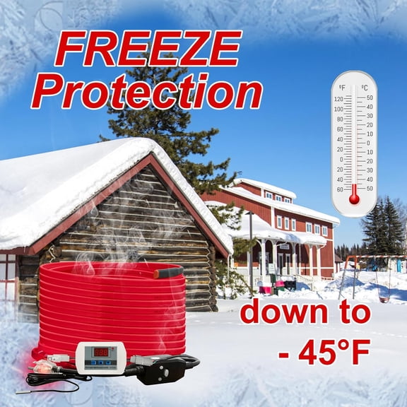 OEBLD Heat Tape for Water Pipes 60FT, Replaceable Smart Thermostat for Pipe Freeze Protection, Self-Regulating Roof Deicing Cable for Metal and Plastic Home Pipes