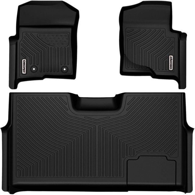OEDRO Floor Mats for 20102014 Ford F150 F150 Super Crew Cab Black TPE
