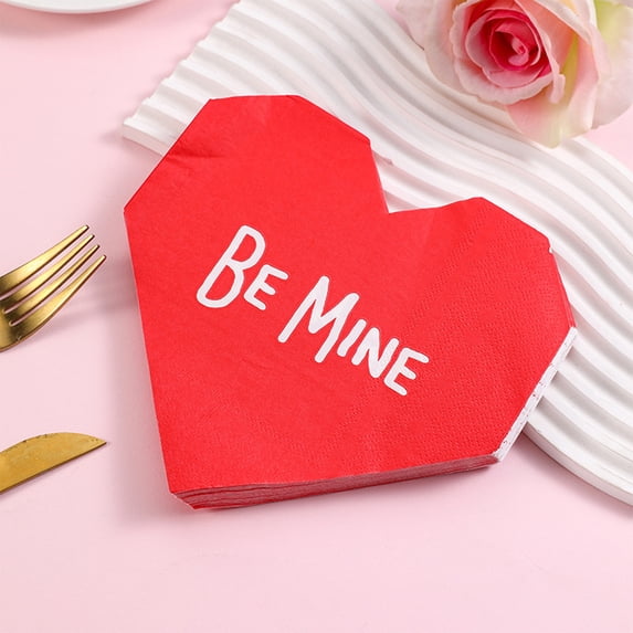 OEFNTAC 100 Sheets Valentines Day Paper Napkins Disposable Patterns Napkins Festive Decorative Table High Grade Material Multiple Uses Festive Table Decoration Valentine Romance Supplies
