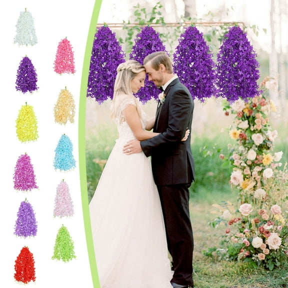 OEFNTAC 10PC Artificial Lilac Flower Vine 23.62in Wedding Arch Home Office Party Decoration Plastic Multicolor Realistic Durable Symbolic Love Affection