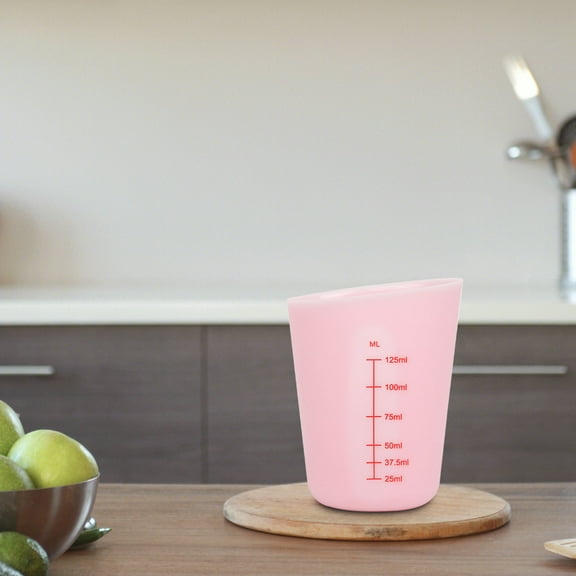 OEFNTAC 125ml Heat-Resistant Measuring Cup Double Scale Silicone Microwave Safe Baking Cooking Tool Clear ml oz Marks