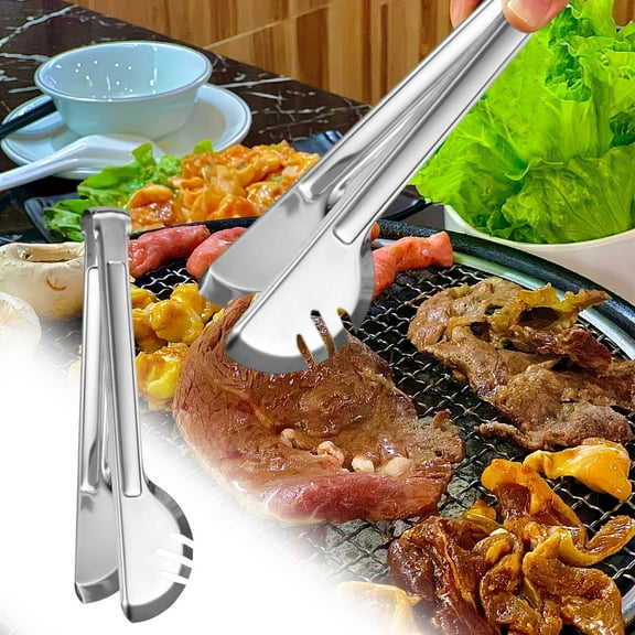 OEFNTAC 12in Stainless-Steel BBQ Tongs, Locking Grill Clamp with Serrated Tips for Outdoor Cooking, Heavy-Duty Meat Steak Turner for Barbecue Camping, Heat-Resistant Comfort Grip