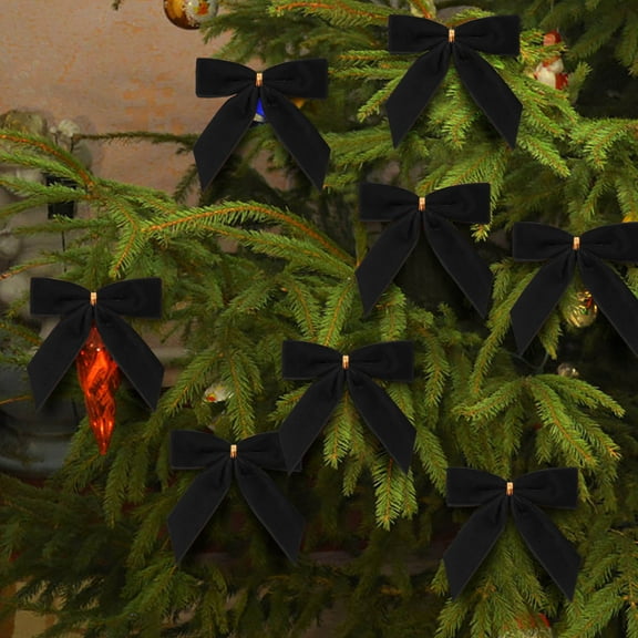 OEFNTAC 24PC Small Velvet Bow Ornament Christmas Tree Wreath Gift Wrap Party Candy Baking Snack Bag Decor Home Kraft Mini Cute Kid Present Easy Setup Display