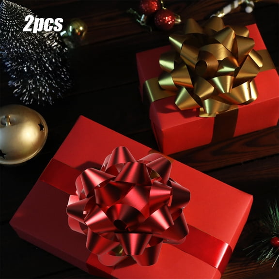 OEFNTAC 2PC Decorative Bow Flower Ball Ribbon Gift Box Birthday Christmas Present Topper Holiday Colorful Bulk Set Festival Party Assorted 4.72x2.17in