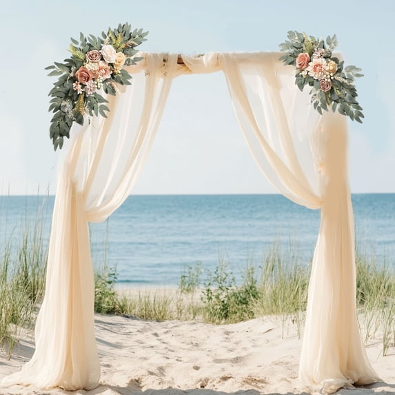 OEFNTAC 2PC Wedding Simulation Flower Arched Table Signboard Decor Layered Silk Plastic Flowers Reusable Multi Scene Banquet Visual Focus Photography 23.62x15.75in