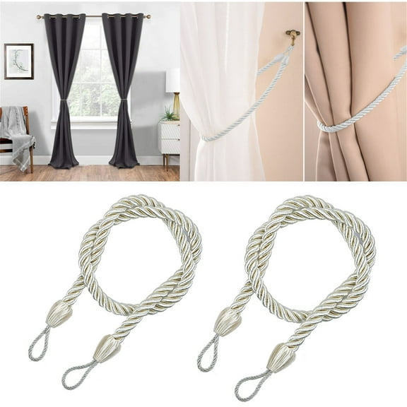 OEFNTAC 2PCS Curtain Rope Tiebacks Polyester Holdbacks Nautical Window Cord Buckle for Living Room Shower Bedroom Home Decor 27in Easy Install