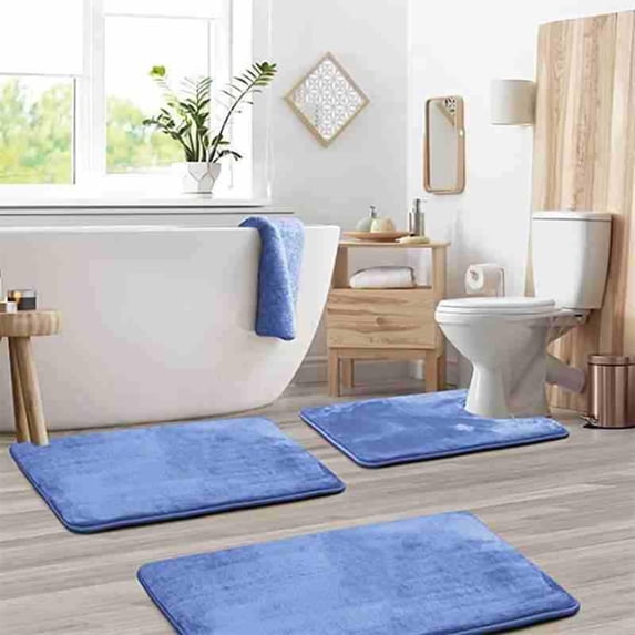 OEFNTAC 3-Piece Coral Velvet Bathroom Mat Set Absorbent Non-Slip Floor Mats Bath Rugs Sets Bathroom Mats Non Slip Shower Mat Toilet Lid Cover Set