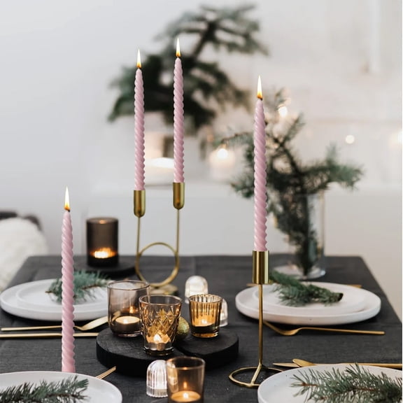 OEFNTAC 4PC Long Thread Candle Set Tapered Wax Candles 9.84in Tall Wedding Banquet Party Home Holiday Table Decoration Multipurpose Unscented Elegant Centerpiece Decor