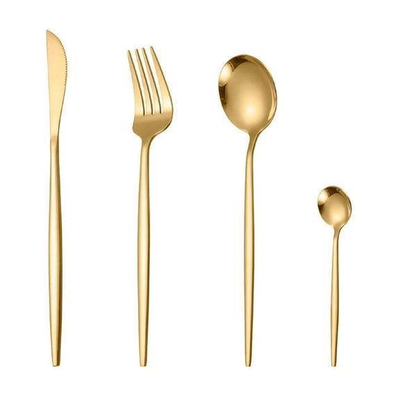 OEFNTAC 4PCS Silverware Set Silverware Forks and Spoons Silverware Set Stainless Steel Mirror Polished Cutlery Set Fork Knife Spoon Set