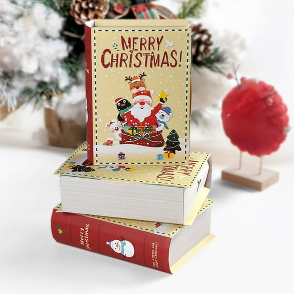 OEFNTAC 5PC Christmas Candy Gift Box Style Paper Carton Small Snack Treat Holder Holiday Favor Packaging Miniature Desktop Storage Sturdy Tabletop Decorative Case 7x5.1x1.9in
