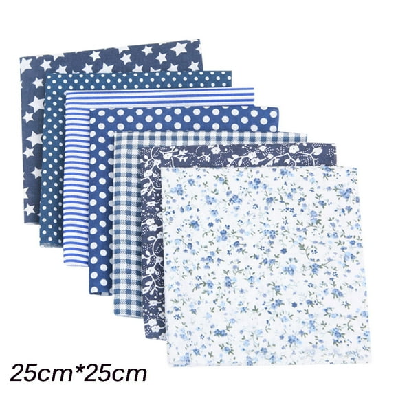 OEFNTAC 7PCS 25x25CM Fabric Bundle Patchwork Squares Quilting DIY Sewing Material Precut Cotton Cloth for Bags Wallets Kids Bedding Crafts