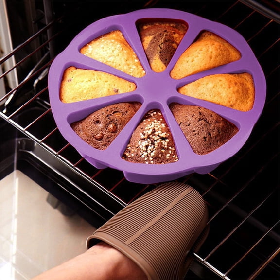 OEFNTAC 8 Cavity Silicone Round Cake Mold 11.02x1.57in Non Stick Baking Pan for Muffins Cupcakes Oven Microwave Dishwasher Safe Food Grade Material silicone cake mold muffin pan