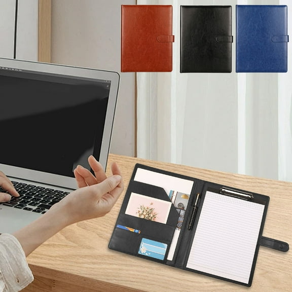 OEFNTAC A4 Business Leather Folder Office Contract Data Book Signing Portfolio Document Storage Magnetic Closure Waterproof 12.59x9.64x1.18in