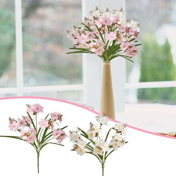 OEFNTAC Artificial Silk Flower Forked Simulation Bouquet Decorative Centerpiece for Home Living Room Table Wedding Party DIY Floral Arrangement Soft Texture 13.7in