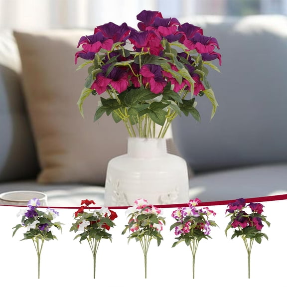 OEFNTAC Artificial Violet Spring Silk Water Grass Realistic Decorative Small Bouquet Faux Greenery Home Wedding Table Office Vase Arrangements Easy Maintenance Lifelike Floral