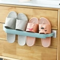 thumbnail image 1 of OEFNTAC Bathroom Slippers Rack Punch Free Wall Mounted Shoe Organizer Space Saving Easy Install Strong Adhesive Flat Elegant Design For Toilet Entry Hallway 19.29x1.38in, 1 of 6