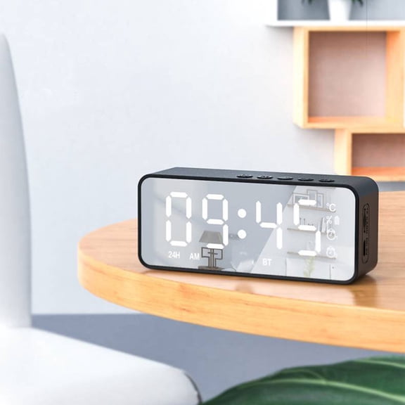 OEFNTAC Bluetooth Speaker Speakers Bluetooth Wireless Portable Wireless Speaker Digital Clock with Bluetooth Speaker Alarm Clock with Alarms Mirror LED Display Bluetooth V5.0 TFCard