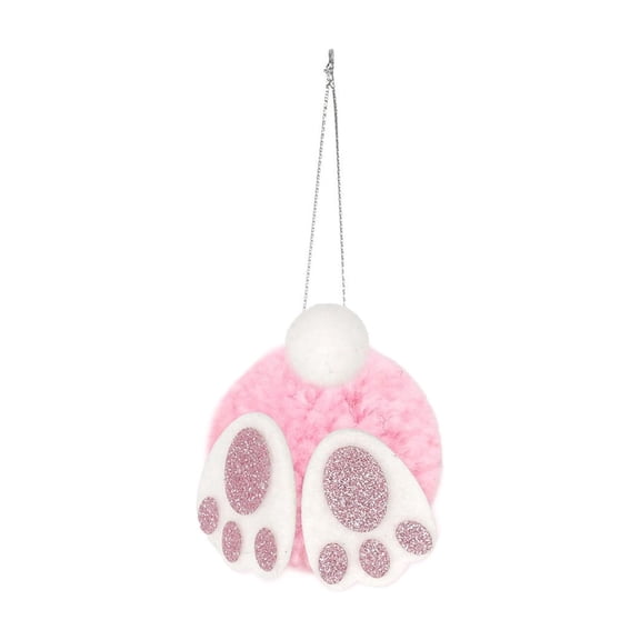 OEFNTAC Bunny Ear Tail Pom Ornaments Hanging Tree Fuzzy Decor Tabletop Diy Handmade Kids Room Spring Centerpiece Party Gift Pom Decor