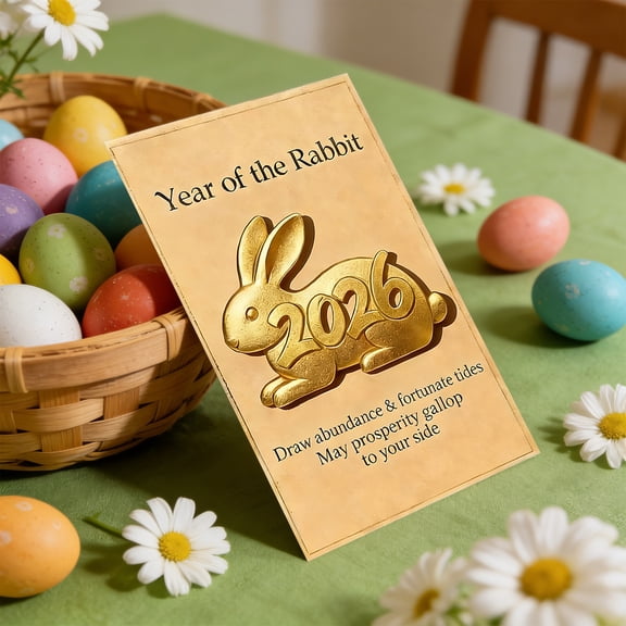 OEFNTAC Bunny Pocket Card Gift 2026 Paper Keepsake Note Compact Greeting Insert Unique Favor Wallet Insert Desk School Thoughtful Easter Present 3.54x2.12in