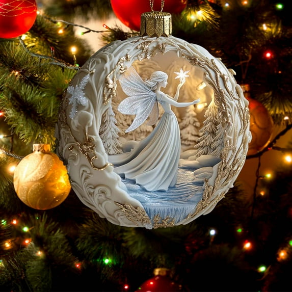 OEFNTAC Christmas Angel Pendant 2D Acrylic Tree Hanging Ornament Holiday Blessing Window Fireplace Table Festive Decor Symbolic Gift Durable Bright for Family