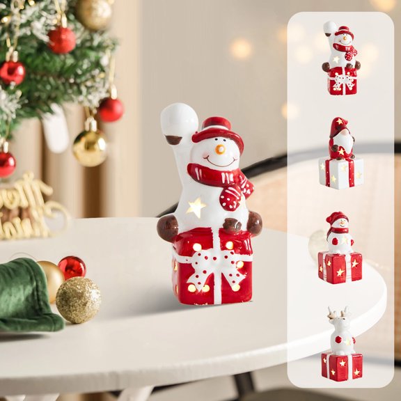 OEFNTAC Christmas Ceramic Table Decor Ornament Festive Gift Durable Colorful High Grade Material Print Sturdy Party Home Kids Event Easy Storage Celebration Craft 7.2x5.9in