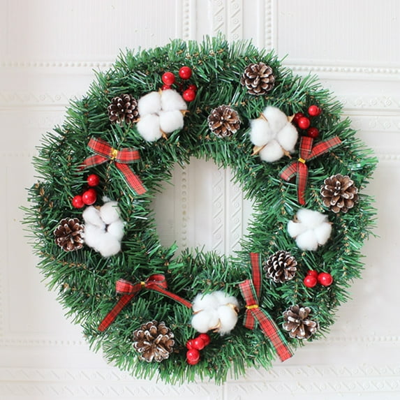 OEFNTAC Christmas Decor Artificial Christmas Wreath for Front Door 30x30cm Red PVC Holiday Decor Indoor Outdoor Xmas Garland