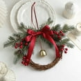 thumbnail image 1 of OEFNTAC Christmas Rattan Wreath Bell Bow Door Hanging Red Fruit Branch Window Pendant Festive Holiday Indoor Outdoor Decoration 13.78in, 1 of 6