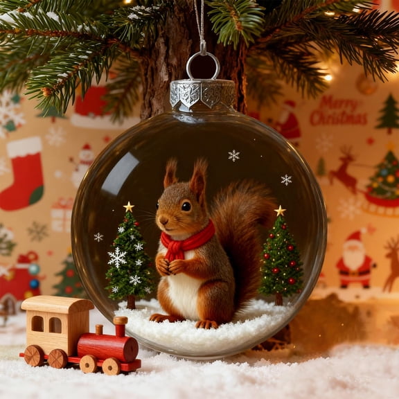 OEFNTAC Christmas Tree Ball Transparent Crystal Stereoscopic Ornament Animal Pendant Jewelry Festive Holiday Tree Hanging Decoration Gift 3.15x3.15x3.15in