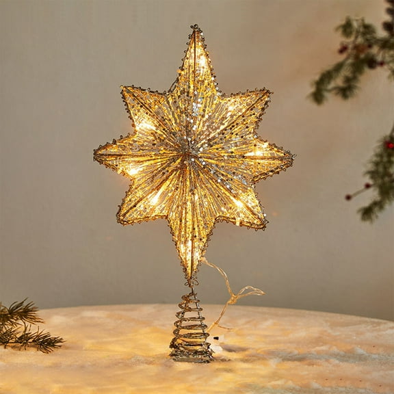 OEFNTAC Christmas Tree Top Decoration Lights Festive Three Dimensional Top Star Hollow Tree Top Star Suitable For Home Courtyard Christmas Tree Decoration Christmas Yard Decorations