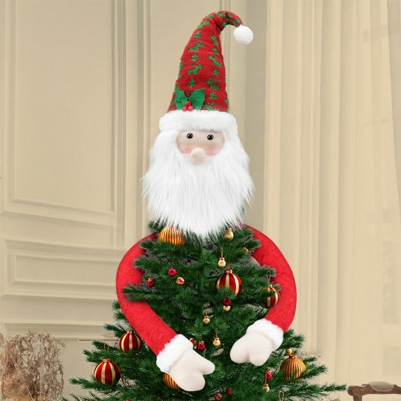 OEFNTAC Christmas Tree Topper Star Santa Elf Snowman 46.06x14.96x13.39in Nylon Window Door Hanging Multicolor Holiday Decorative Adult Kids Cap 46.06x14.96x13.39in