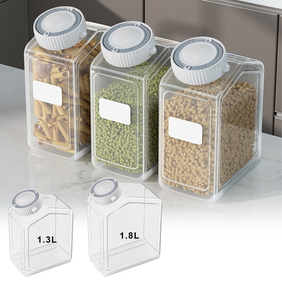 OEFNTAC Clear Rice Storage Container Airtight Grain Dispenser Plastic Flour Bin Pantry Food Organizer 8.7x5.5x3.1in