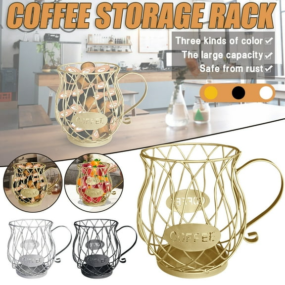 OEFNTAC Cup Shaped Coffee Pod Storage Rack Counter Bar K Cup Pod Anti Rust Metal Large Capacity Multi Function Snack Station Gold Space Saver Organizer for Home Office Coffee Table