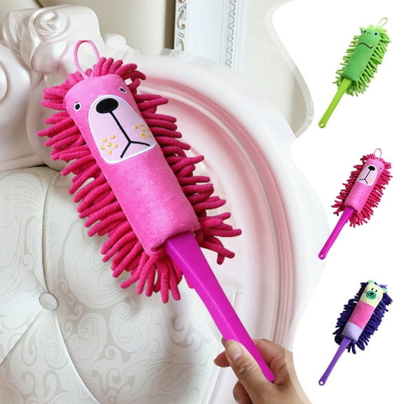 OEFNTAC Cute Cartoon Duster Cleaning Brush Fiber Sweeping Tool Microfiber Dust Remover Soft Non-Scratch Handle Kids Fun for Household Furniture Office Keyboard Car Home Cleaning Supply